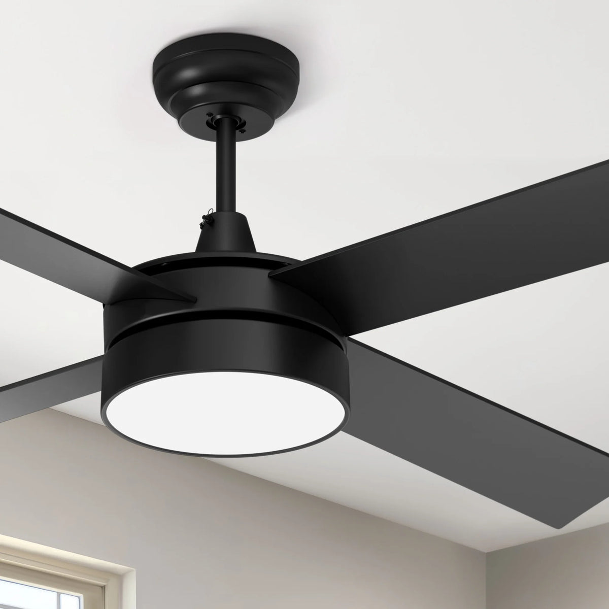 Black Ceiling Fan with Light and Remote E743