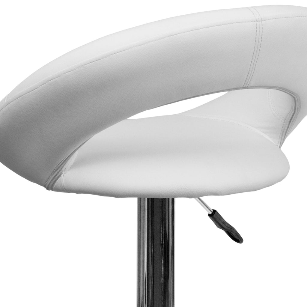 White Vinyl Adjustable Height Barstool with Chrome Base R72475