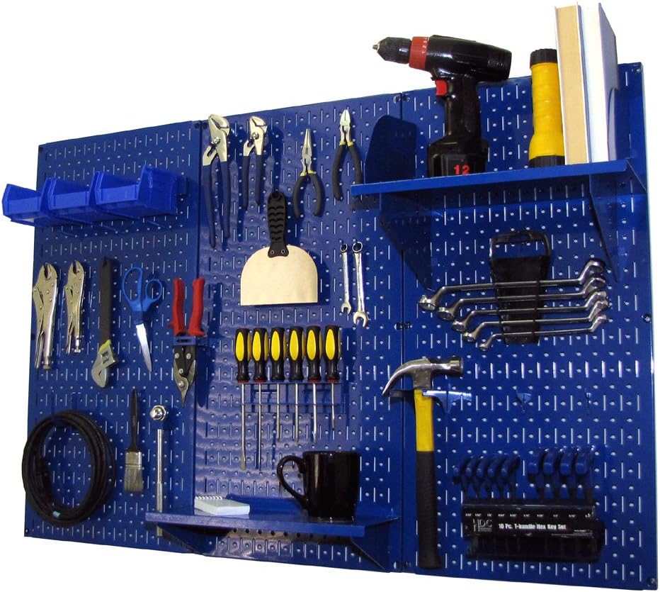4 ft. Metal Pegboard Standard Tool Storage Kit with Blue Toolboard and Blue Accessories J5171