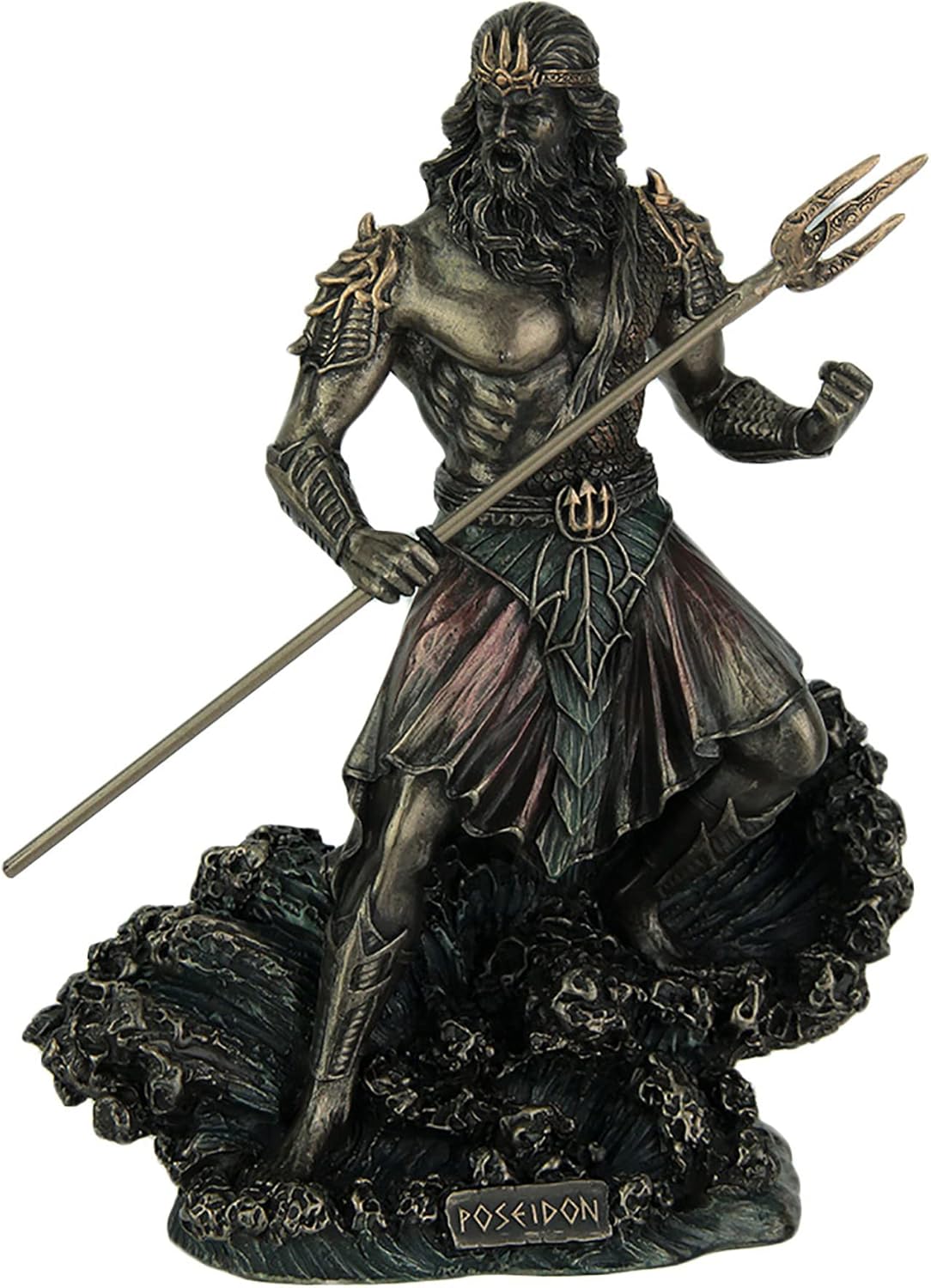 8 Tall Poseidon Statue Cold Cast Resin Antique Bronze Finish Sculpture L273