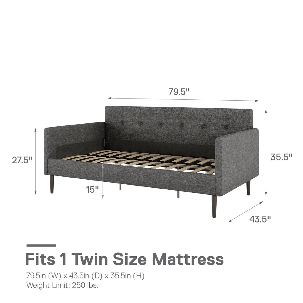 Gray Linen Twin Size Upholstered Daybed W192