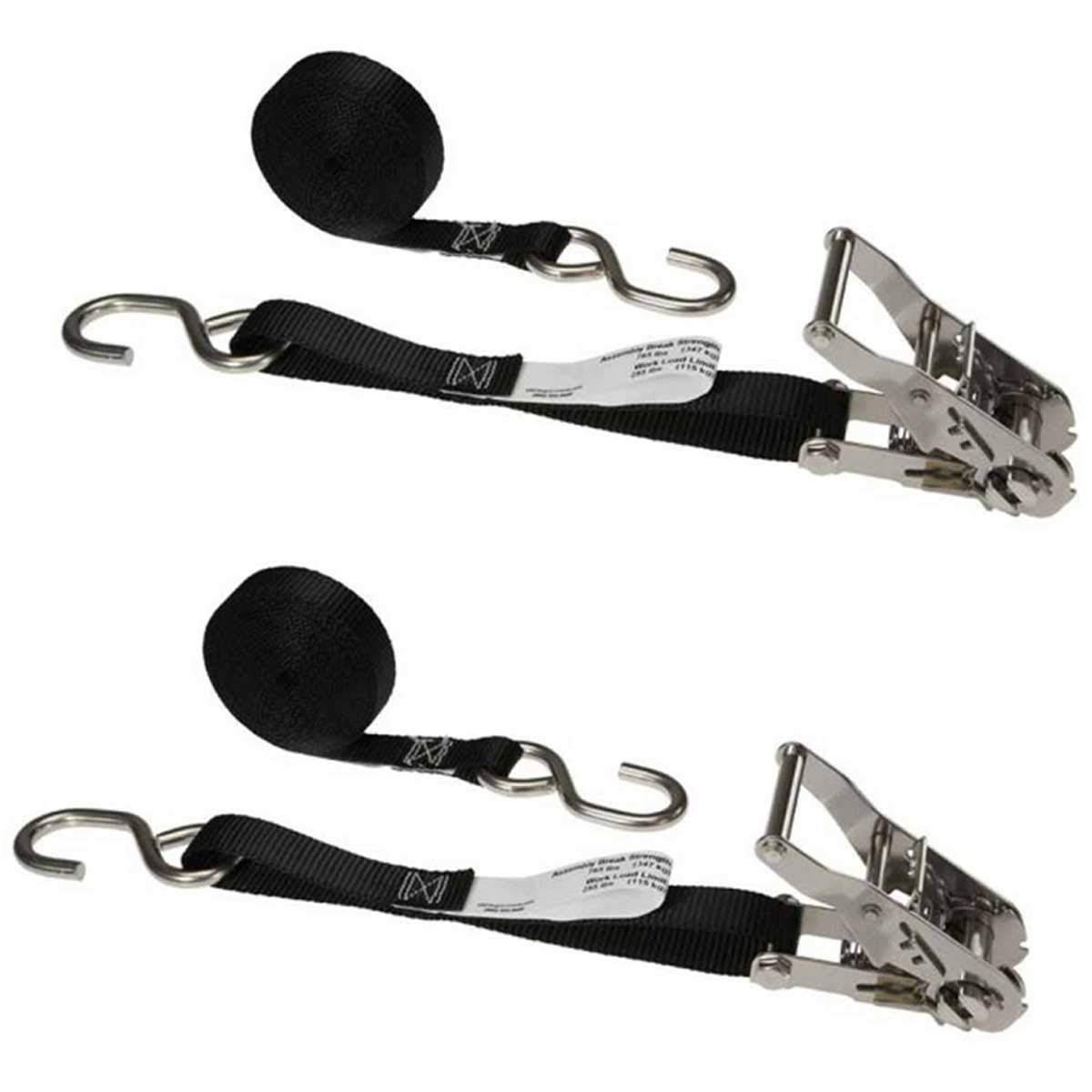Stainless Steel Ratchet Strap Tie Down 1 inch x 10 Foot Black N8100