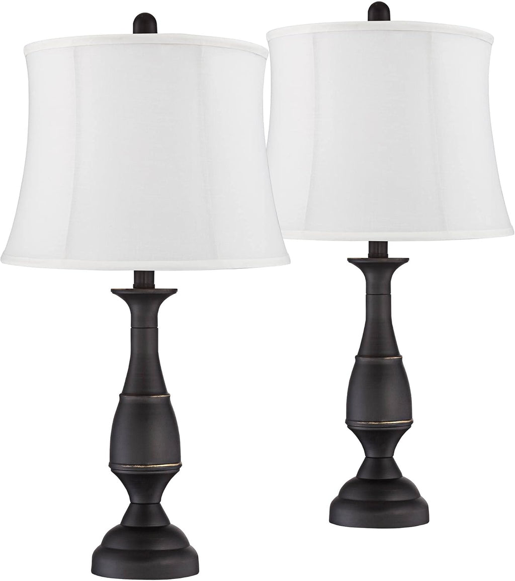 Set of 2 Dark Bronze Metal Table Lamps A26103
