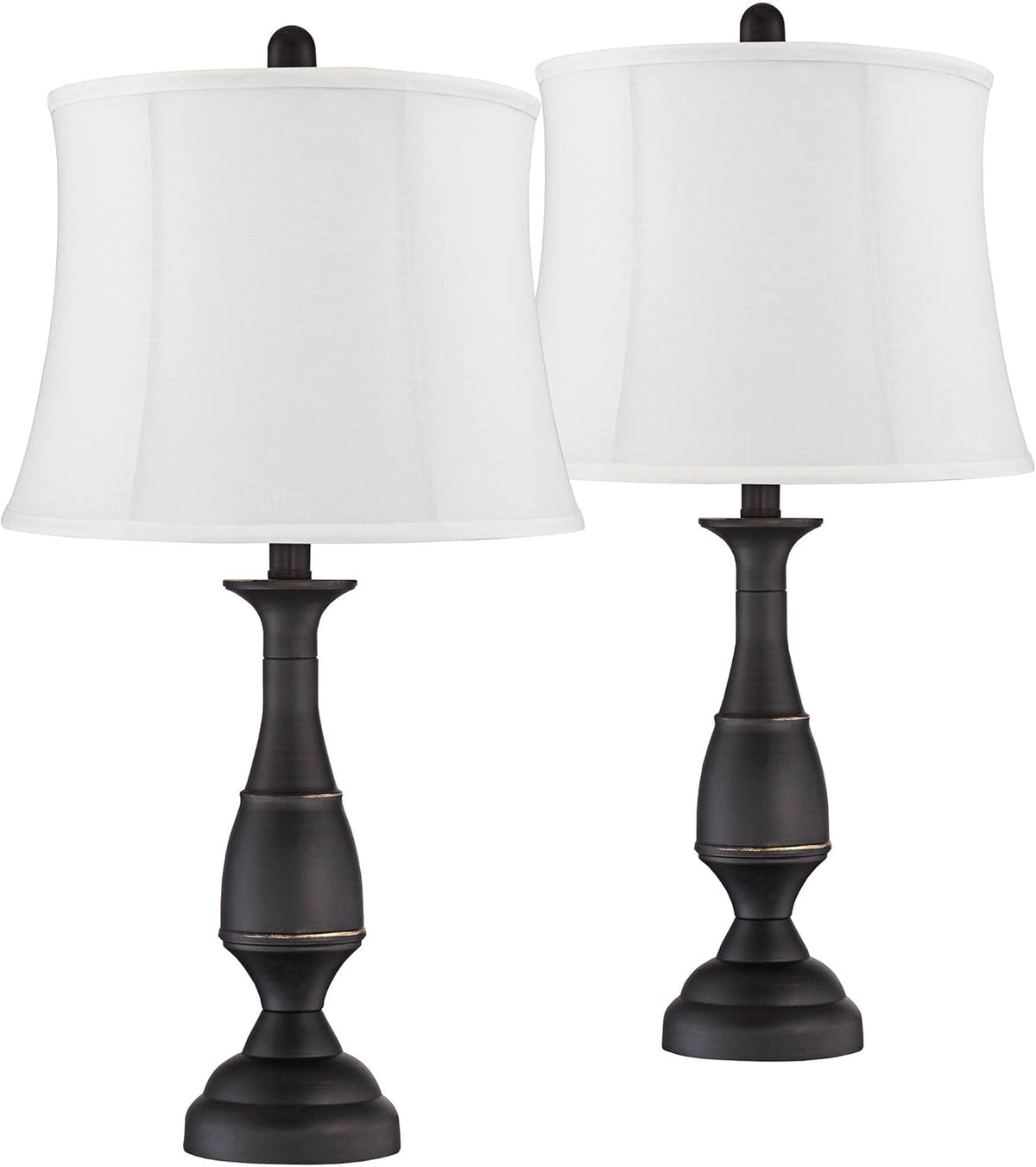 Set of 2 Dark Bronze Metal Table Lamps A26103