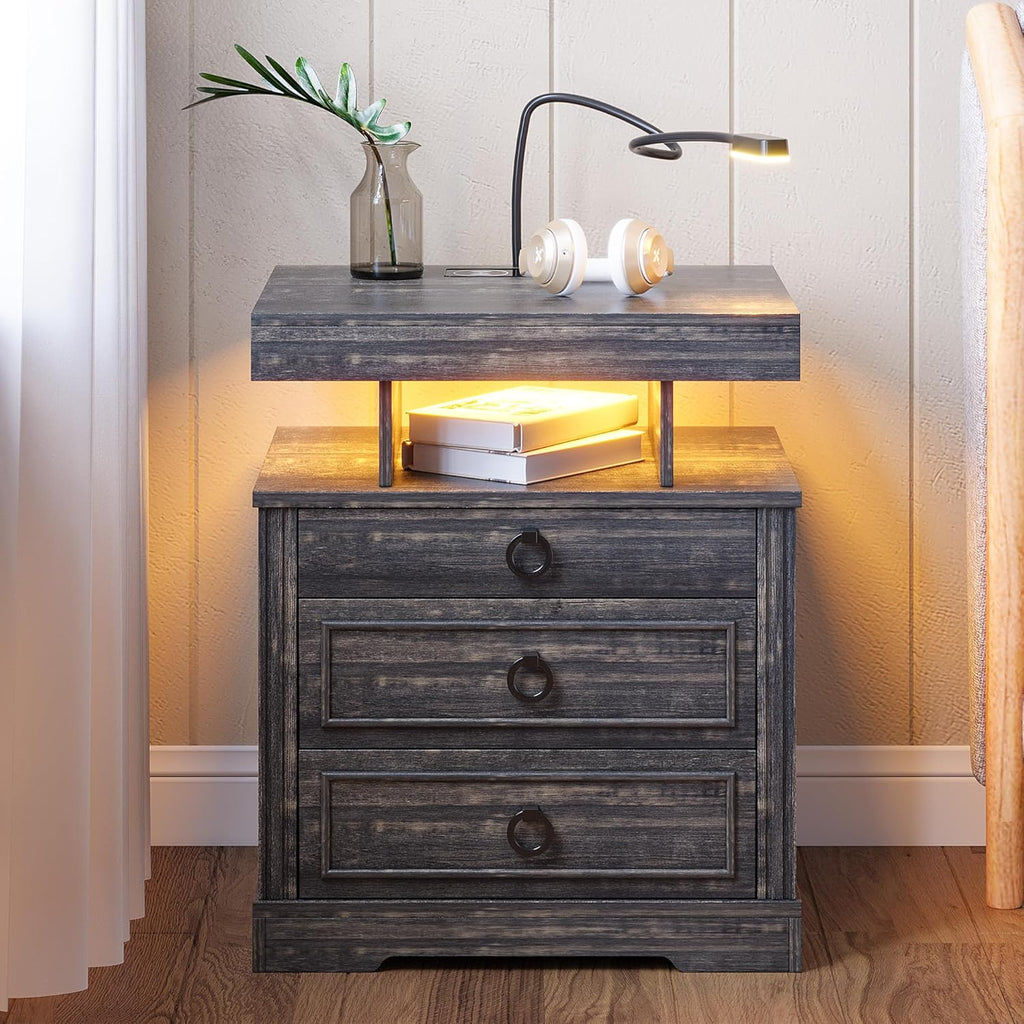 Rustic Brown Nightstand with 2 Drawers W641