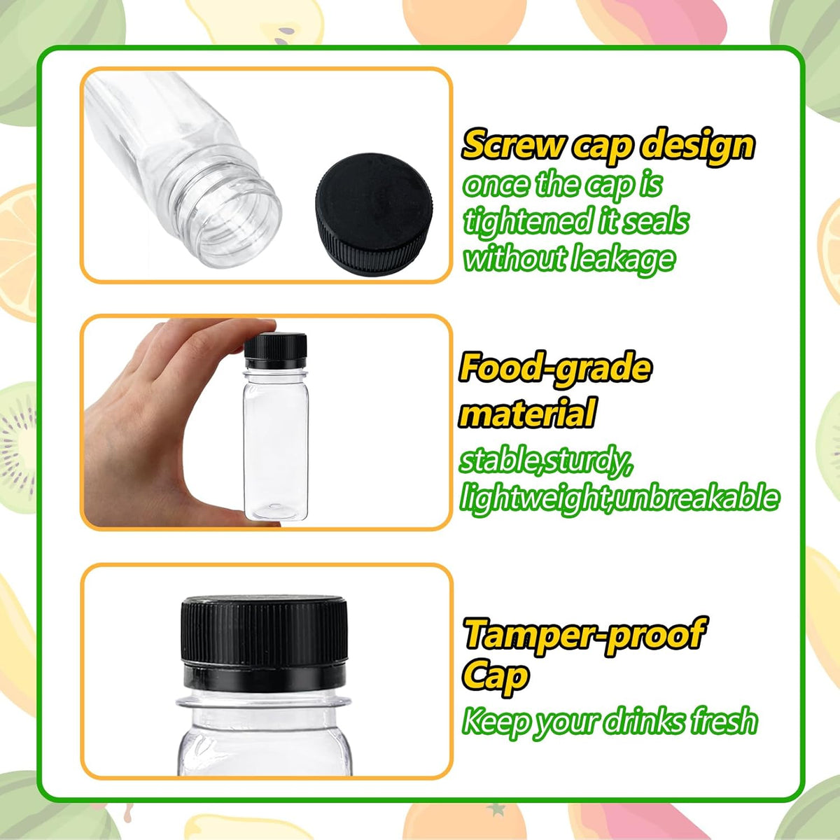 30PCS 2oz Clear Plastic Shot Bottles with Caps L9309