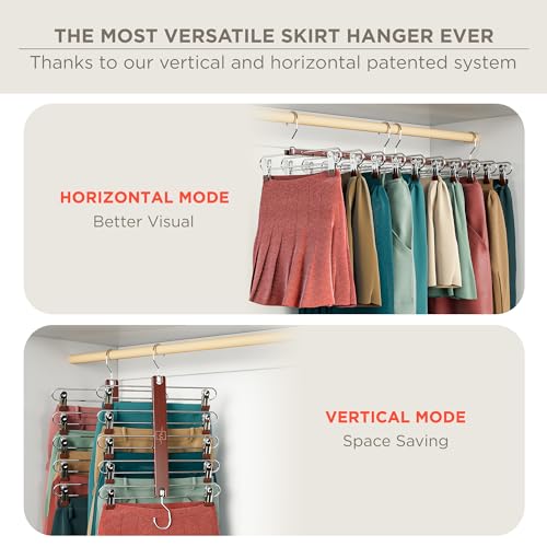European Beechwood 5 Tier Skirt Hangers with Clips Q151