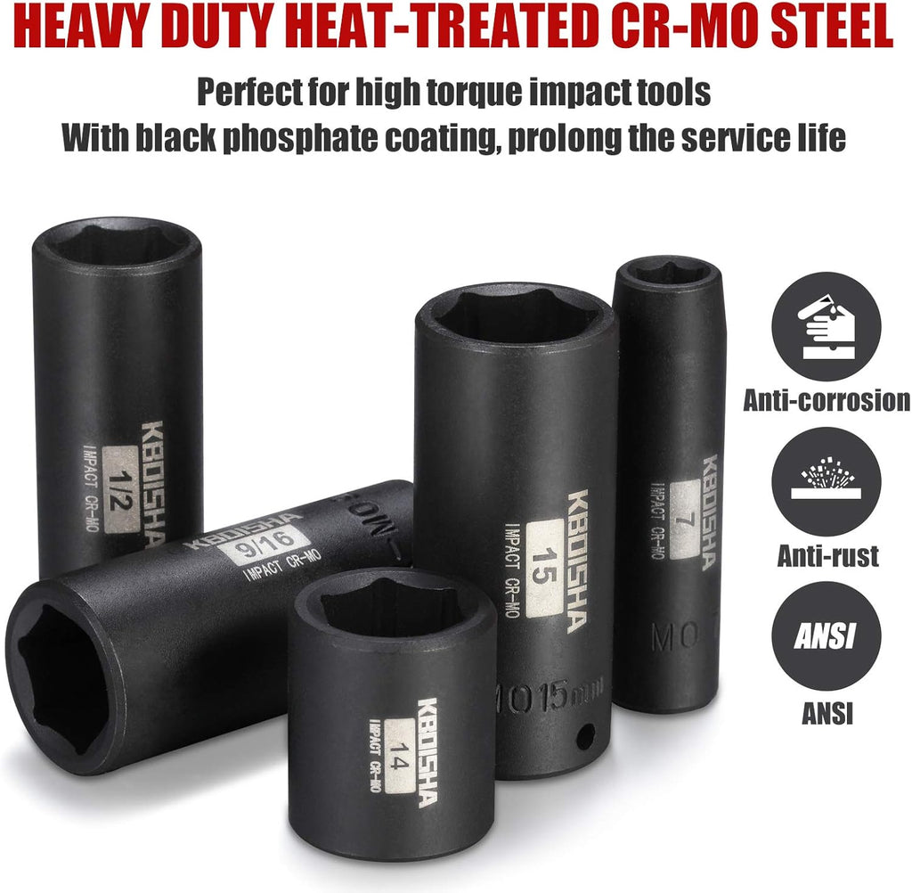 1/4 Inch Drive 53-Piece CR-MO Alloy Steel Impact Socket Set SAE and Metric T2647