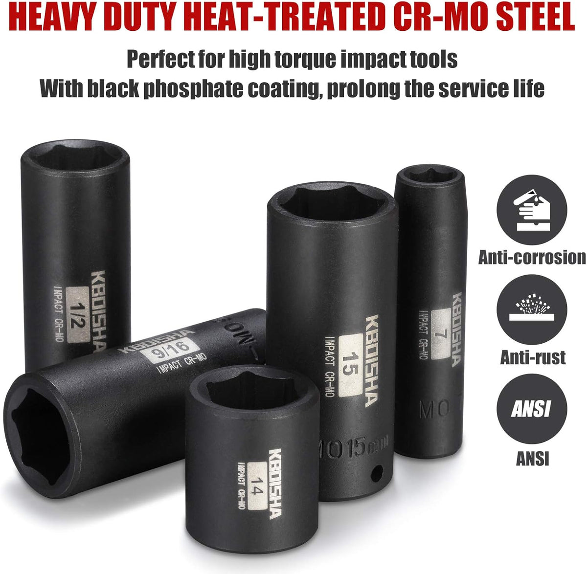 1/4 Inch Drive 53-Piece CR-MO Alloy Steel Impact Socket Set SAE and Metric T2647