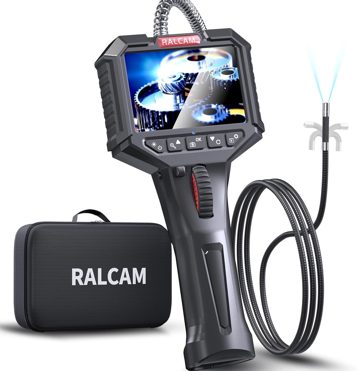 Articulating Borescope, 2-Way 180° Inspection Camera, 6.2mm Lens IP67 Waterproof Probe, 3.5'' Portable IPS Screen Endoscope with 3.3FT/1.0M Flexible Cable L726