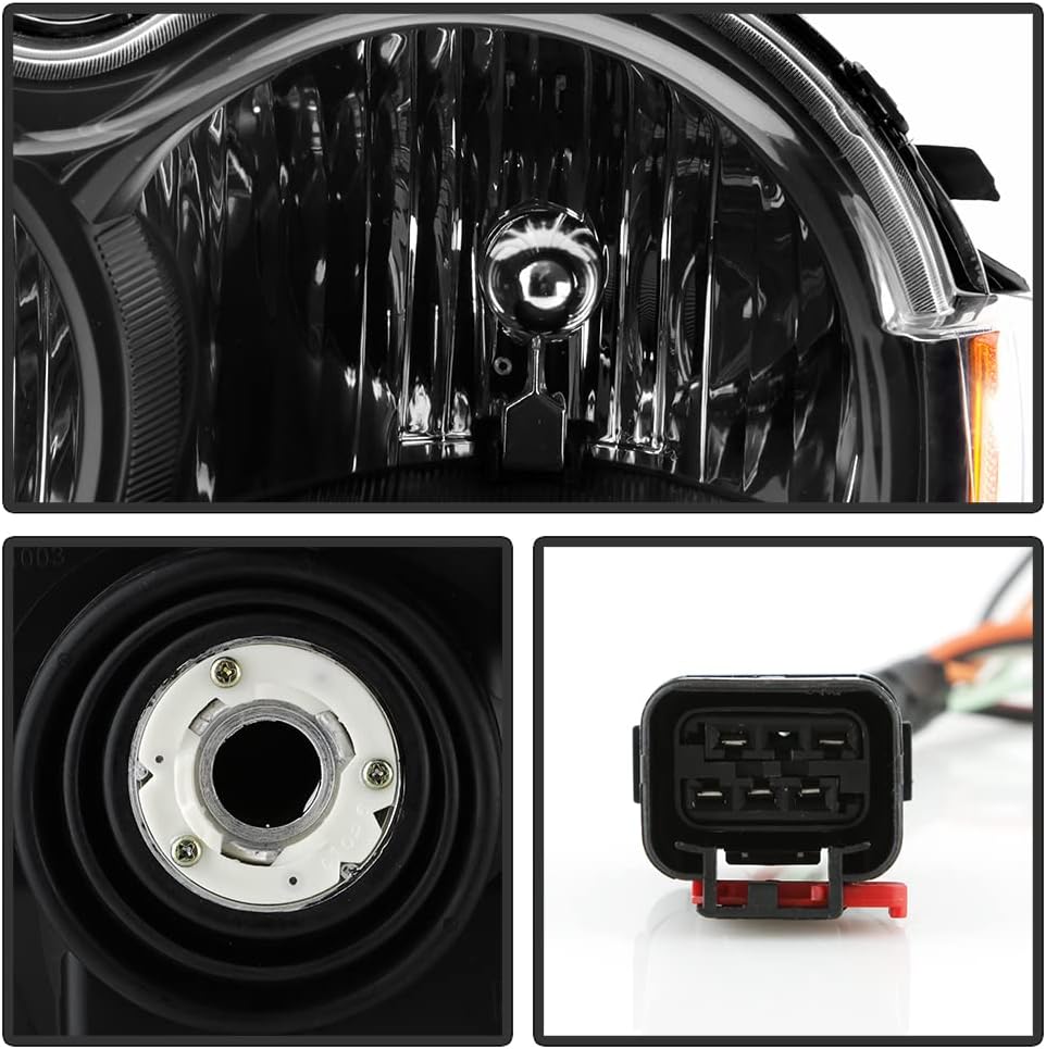 Black Replacement Headlights Driver + Passenger Side I3118