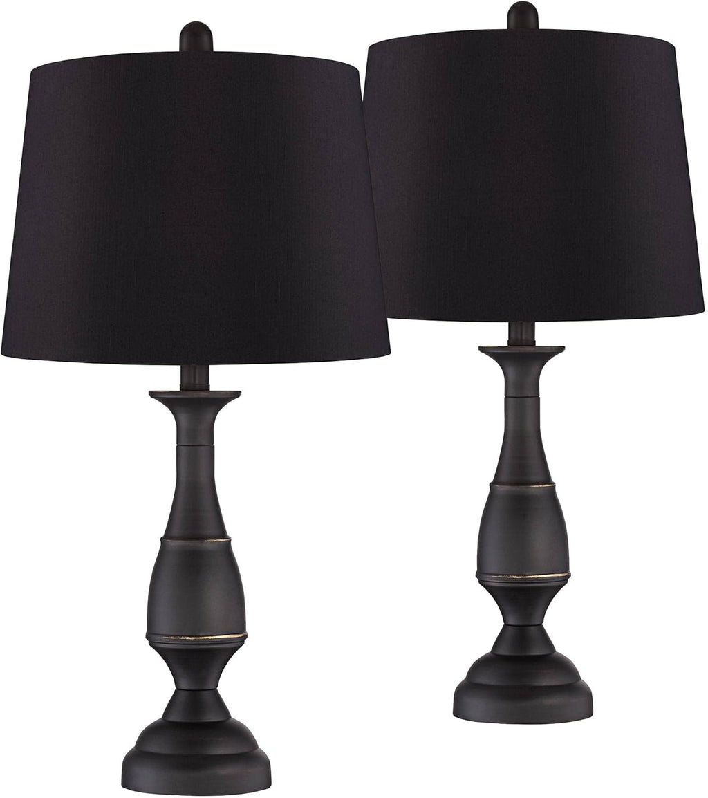 Set of 2 Dark Bronze Metal Table Lamps A26103
