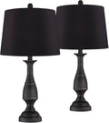 Set of 2 Dark Bronze Metal Table Lamps A26103