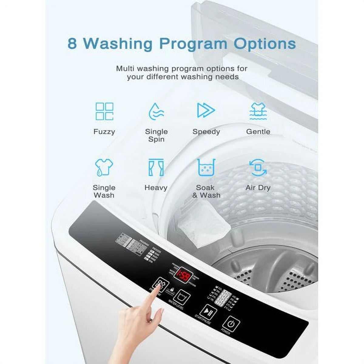Compact 1.5 Cu.Ft Full Automatic Washer with Drain Pump, White K464