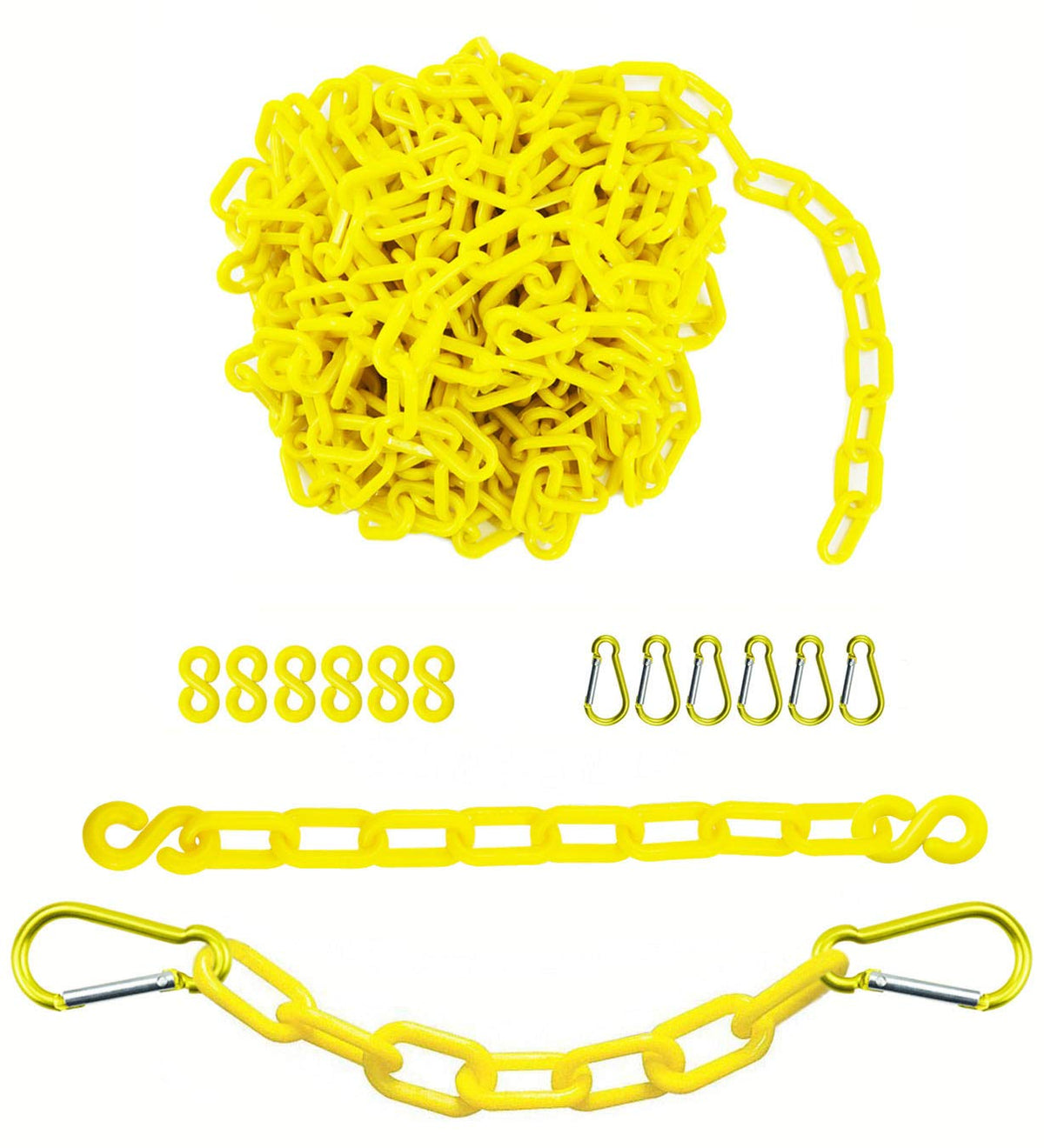 Yellow Plastic Safety Barrier Chain with Magnetic Hooks and Chain Cutter I89672