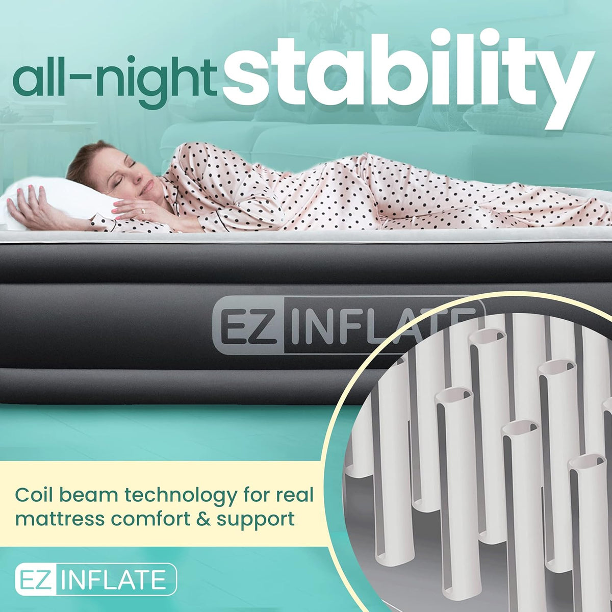 Twin Size Double-High Inflatable Air Mattress with Built in Pump S15096
