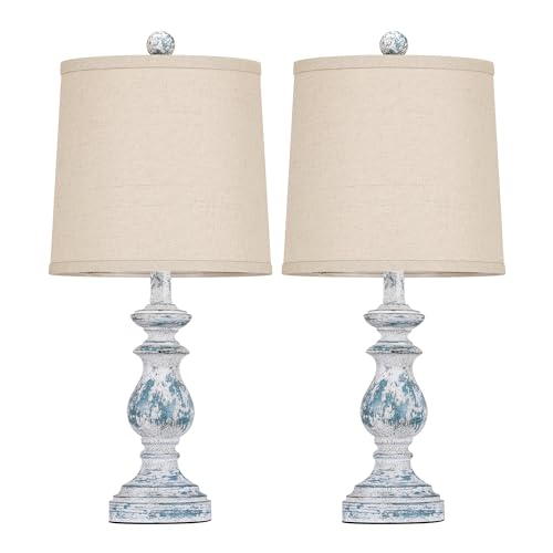 Green Table Lamp Set of 2 with Linen Shades C27025