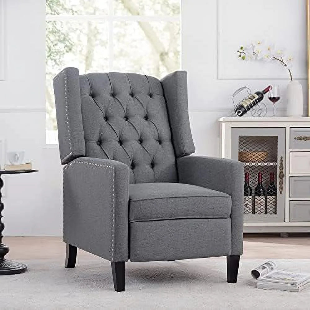 Beige Fabric Push Back Recliner Chair B7207