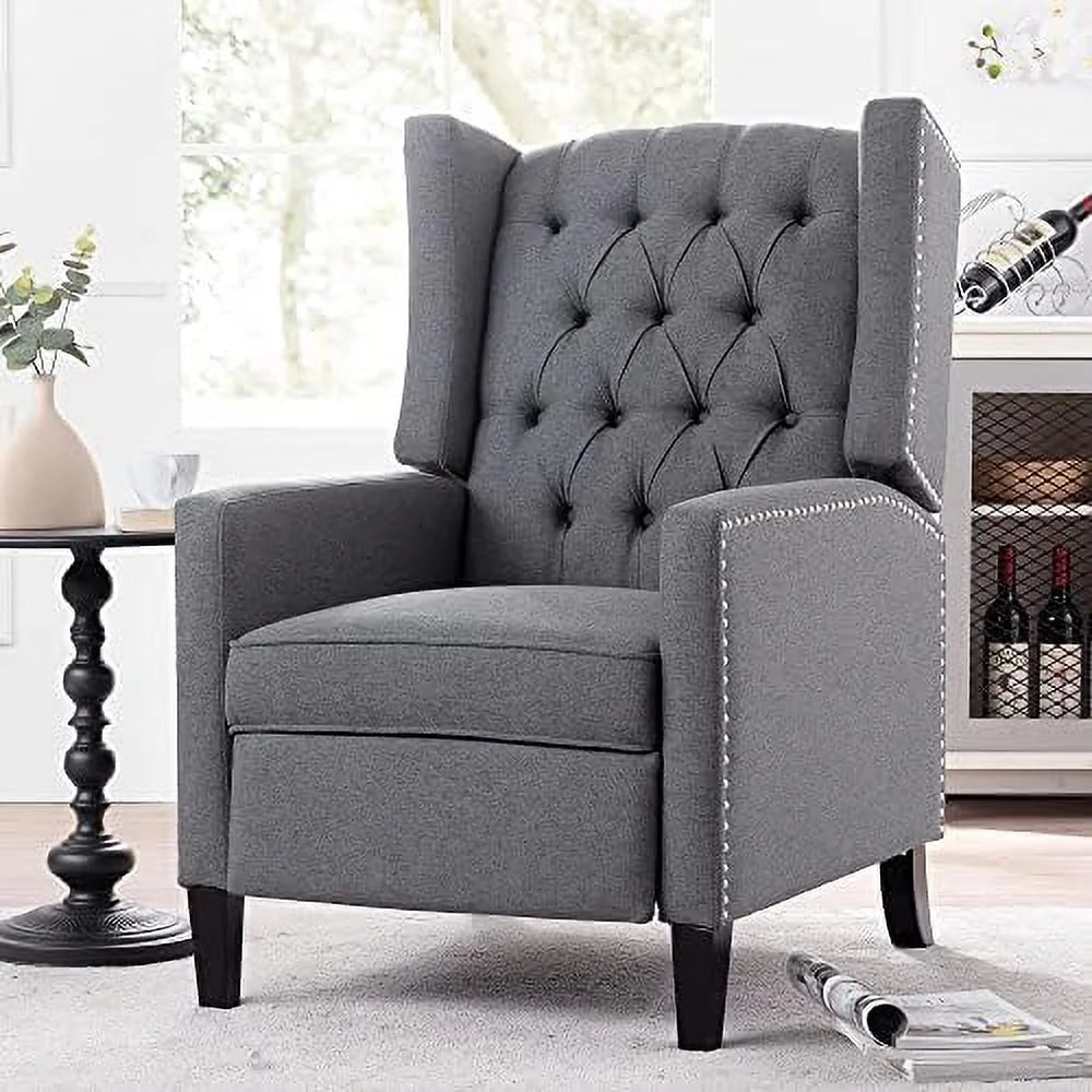 Beige Fabric Push Back Recliner Chair B7207