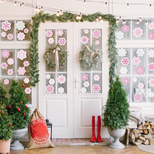 45 Pcs Christmas Snowflake Window Gel Clings F963