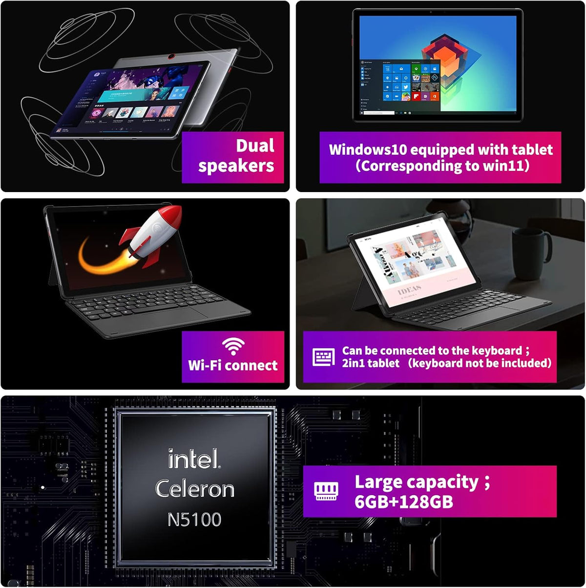 10.1 inch Windows 11 Tablet PC, 6GB RAM+128GB ROM, 1920*1200 IPS HD S397