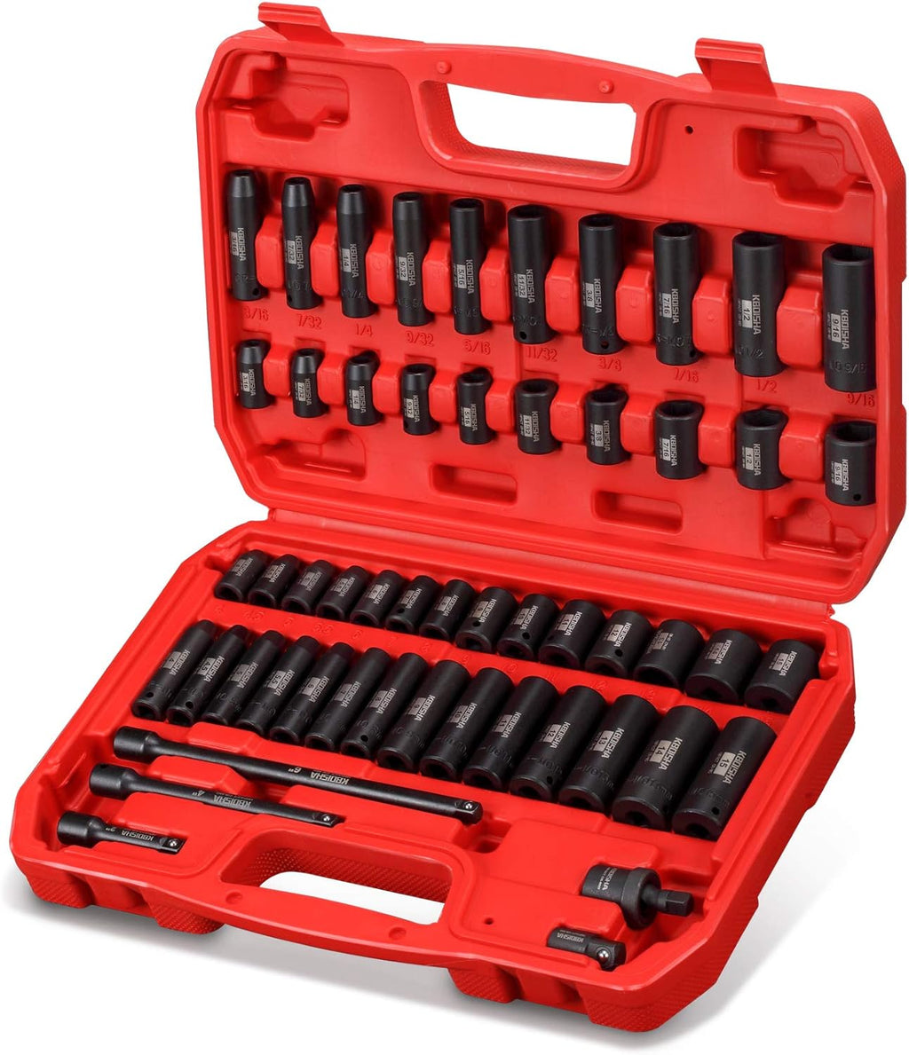 1/4 Inch Drive 53-Piece CR-MO Alloy Steel Impact Socket Set SAE and Metric T2647