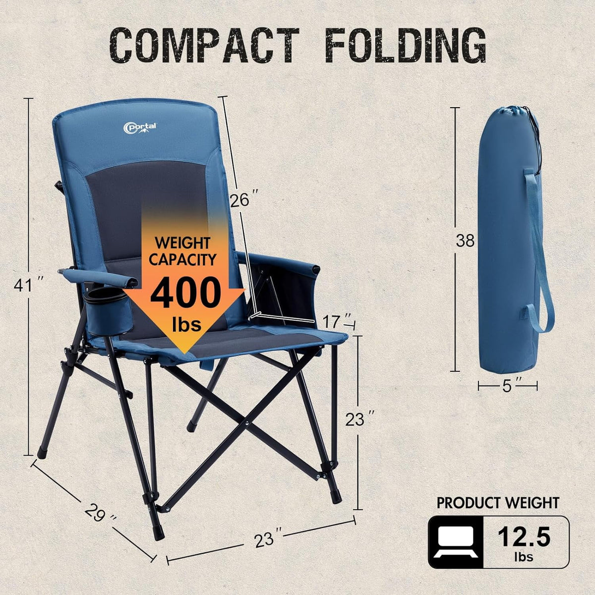 Folding Portable High Back Oversized Camping Chair V413