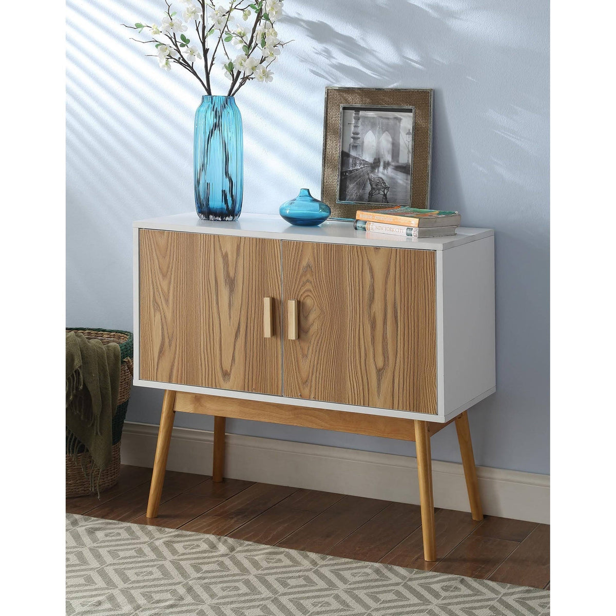 White/Woodgrain Storage Console P446
