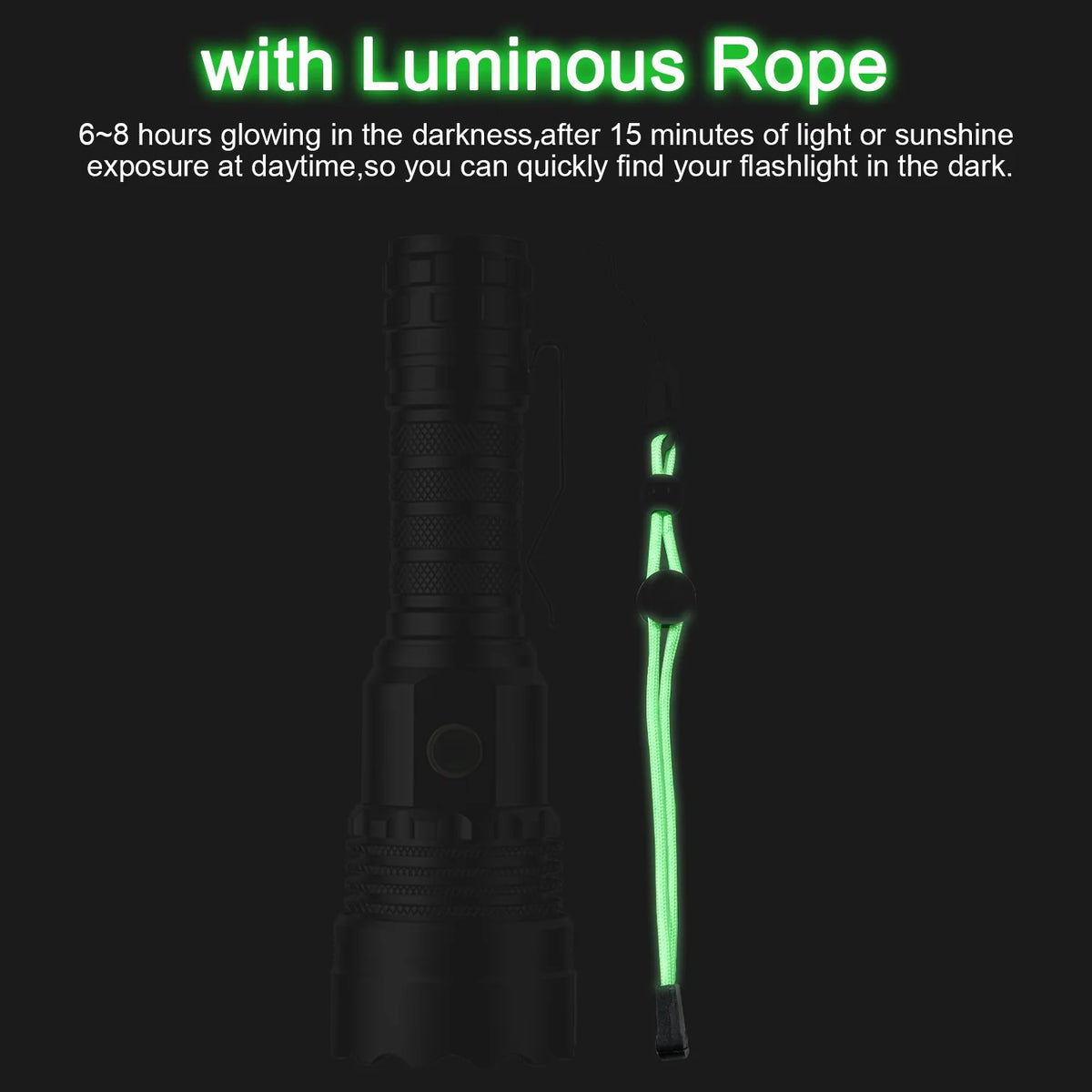 Rechargeable LED Flashlight 12000 Lumens Zoomable Handheld Spotlight with Lanyard and Hooks S270