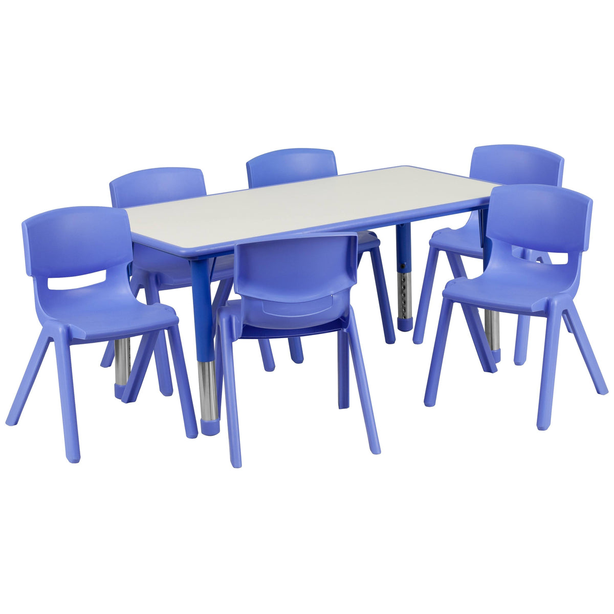 Red Rectangle Plastic Activity Table Set with 6 Chairs X81280