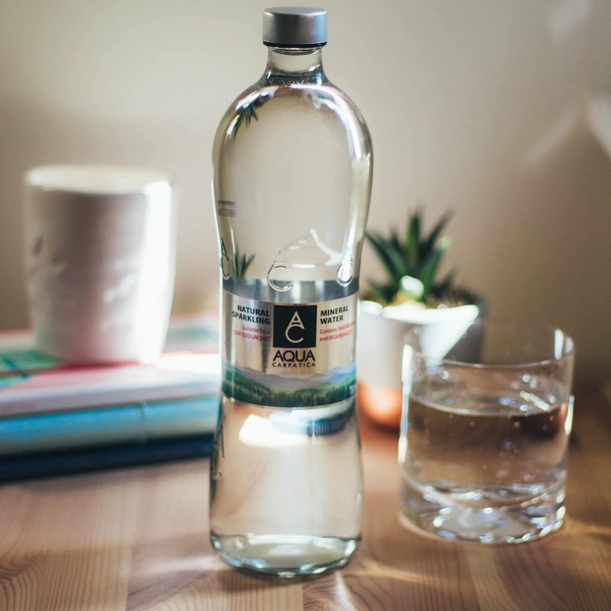 750 ml / 25.36 oz. (12 Pack) Natural Sparkling Mineral Spring Water in Glass Bottles A726
