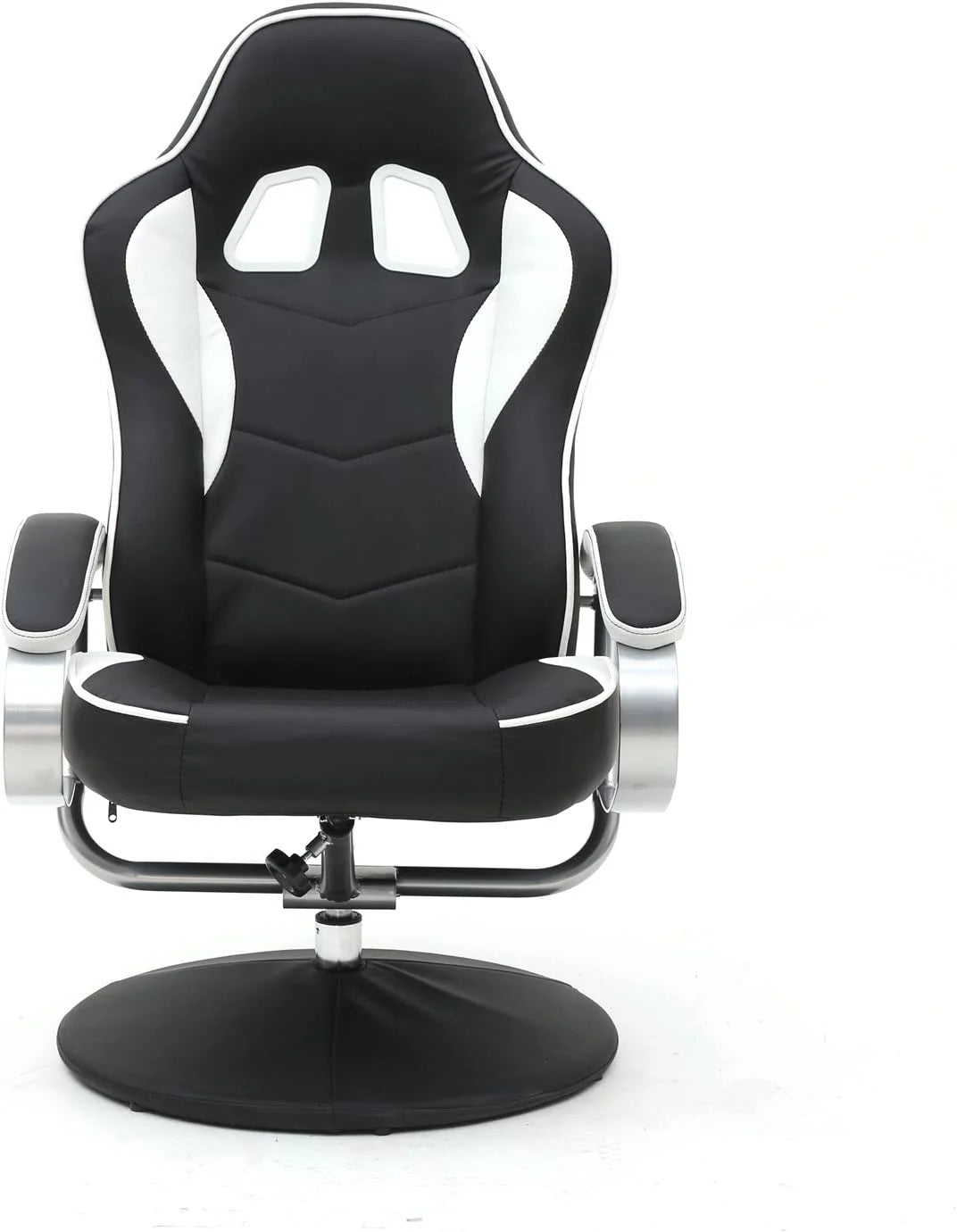 Black PU Racing Recliner Chair Set with Ottoman E69405