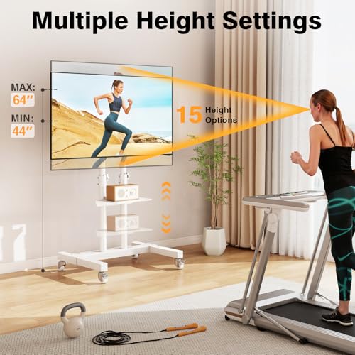 Mobile TV Stand Rolling TV Cart with Mount on Lockable Wheels Height Adjustable for 32-83 Inch Flat Screen or Curved TVs E7212