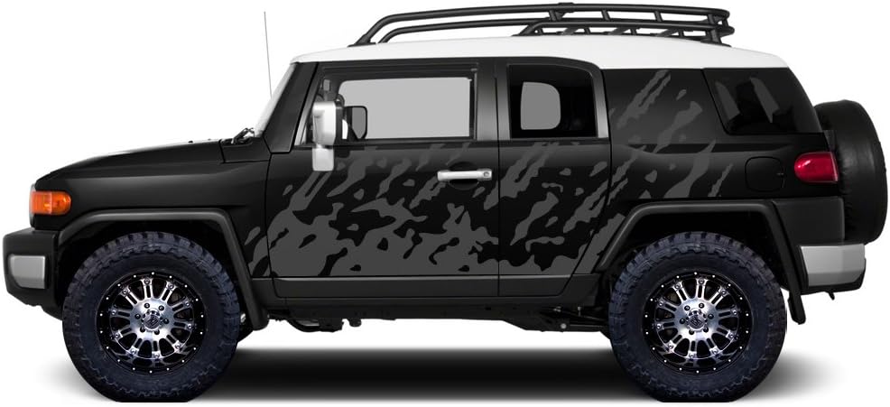 Burst Side Graphics Kit 3M Vinyl Decal Wrap Compatible with Toyota FJ Cruiser 2007-2014 - Nimbus Gray M446