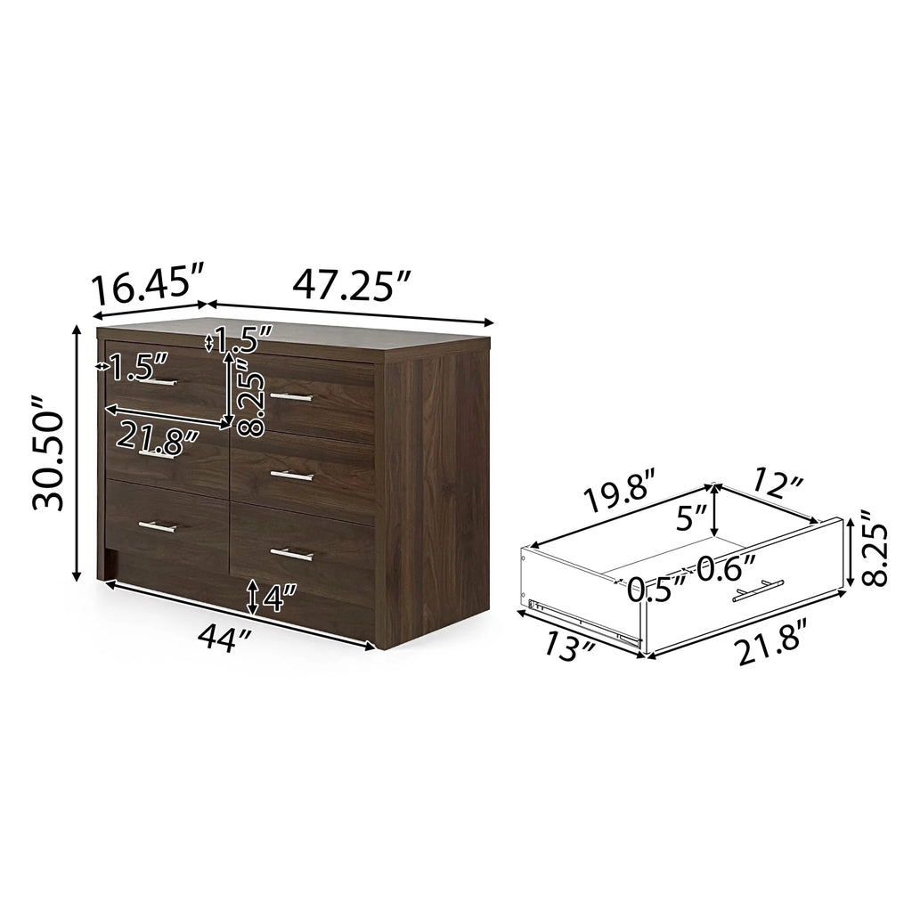 Faux Wood 6 Drawer Double Dresser C156928
