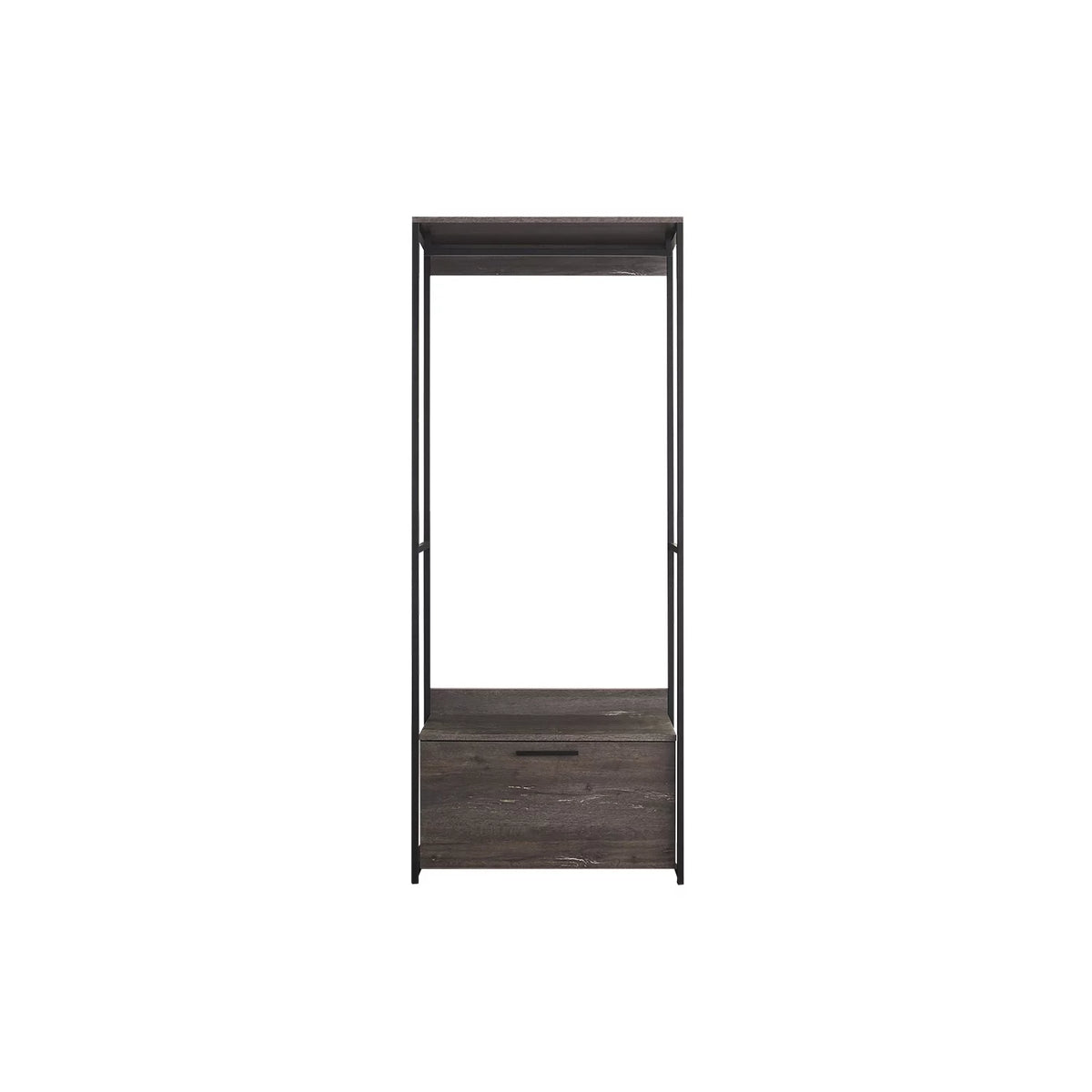 Wood and Metal Walk-in Closet with 1-Drawer in Rustic Gray T9999