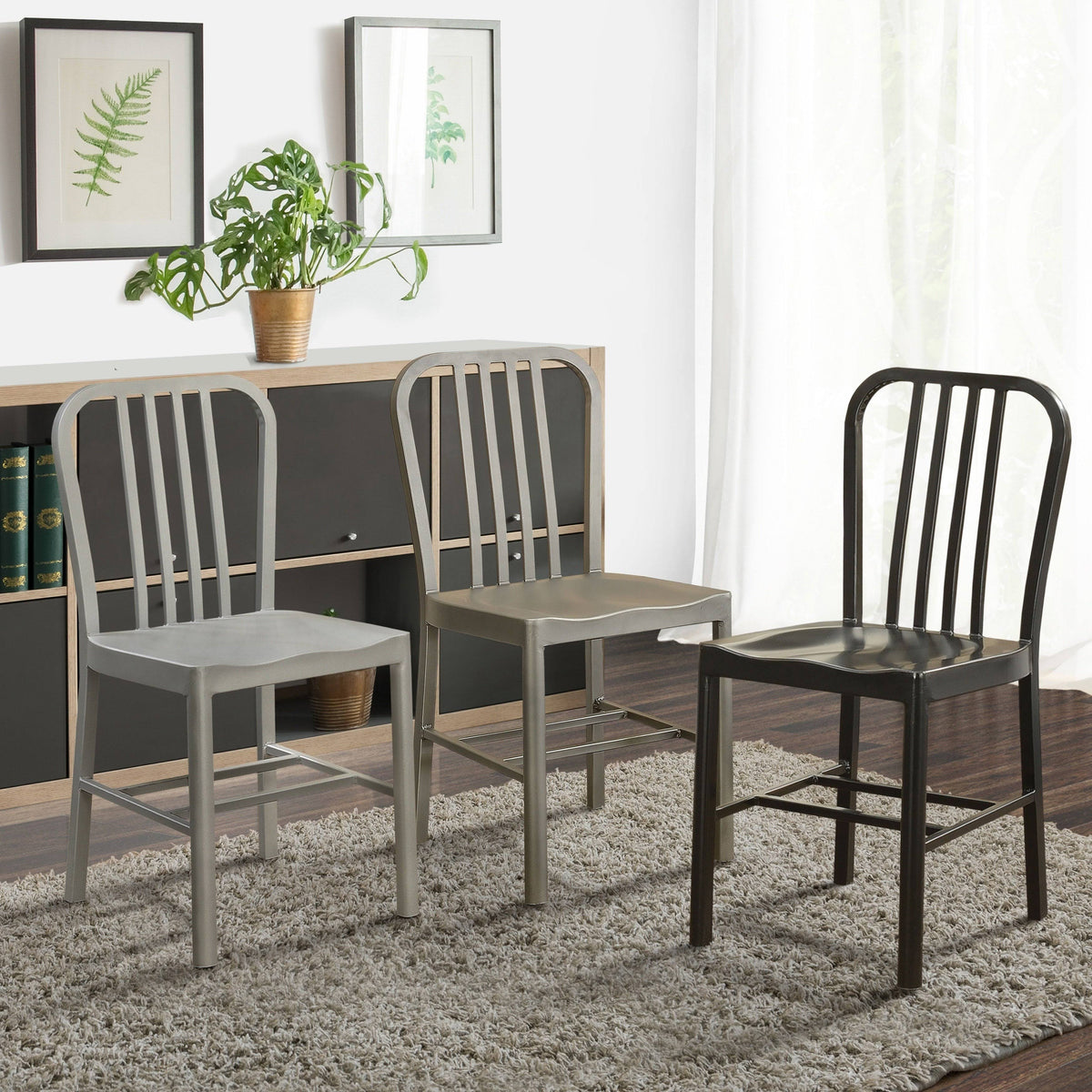 Grey Metal Side Chairs (Set of 2) Z2046