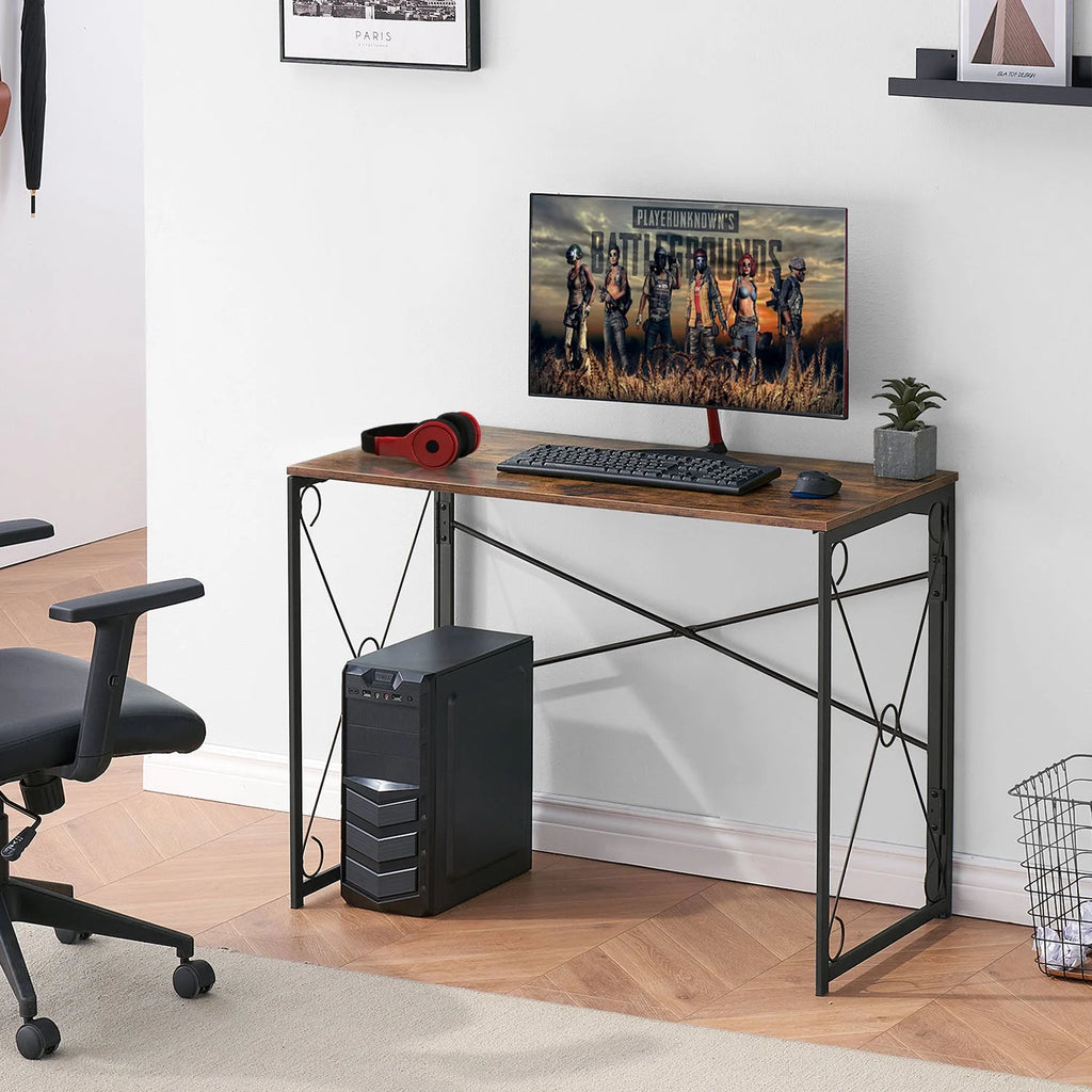 39'' Antique Brown Folding Computer Desk I7279