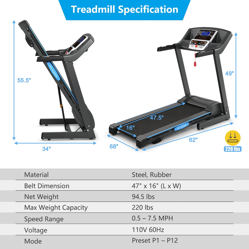 2.25HP Foldable Electric Treadmill U423728