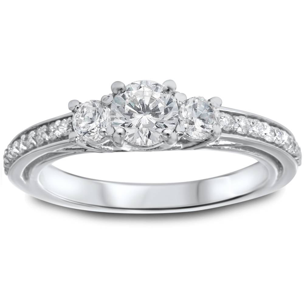 1 1/4ct 3-Stone Diamond Ring 14K White Gold U819301