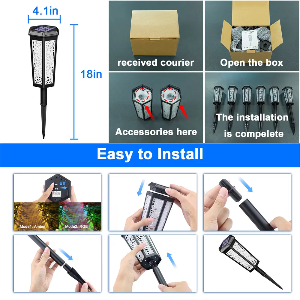 6 Pack Color Changing Solar Pathway Lights U160
