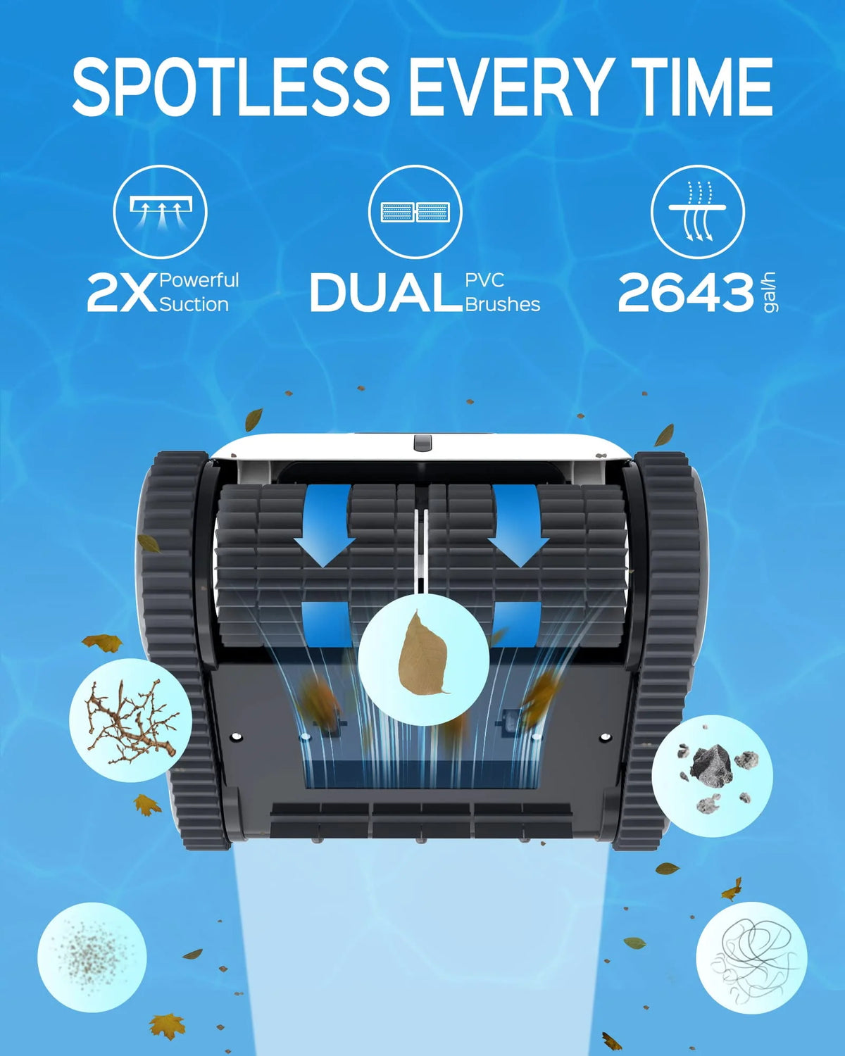 Cordless Robotic Pool Cleaner with Wall Climbing Z6261