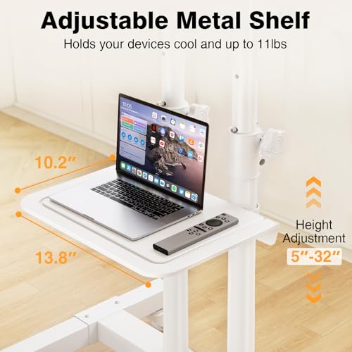 Mobile TV Stand Rolling TV Cart with Mount on Lockable Wheels Height Adjustable for 32-83 Inch Flat Screen or Curved TVs E7212