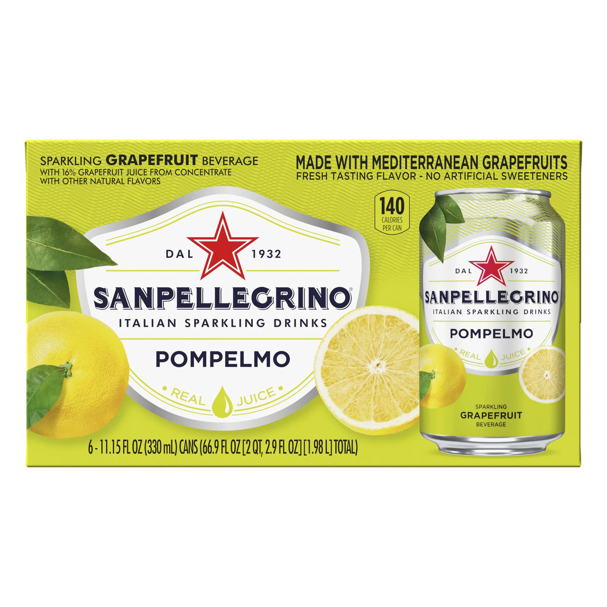 Italian Sparkling Drink, Grapefruit, 11.15 Fl Oz (Pack Of 6) E2387