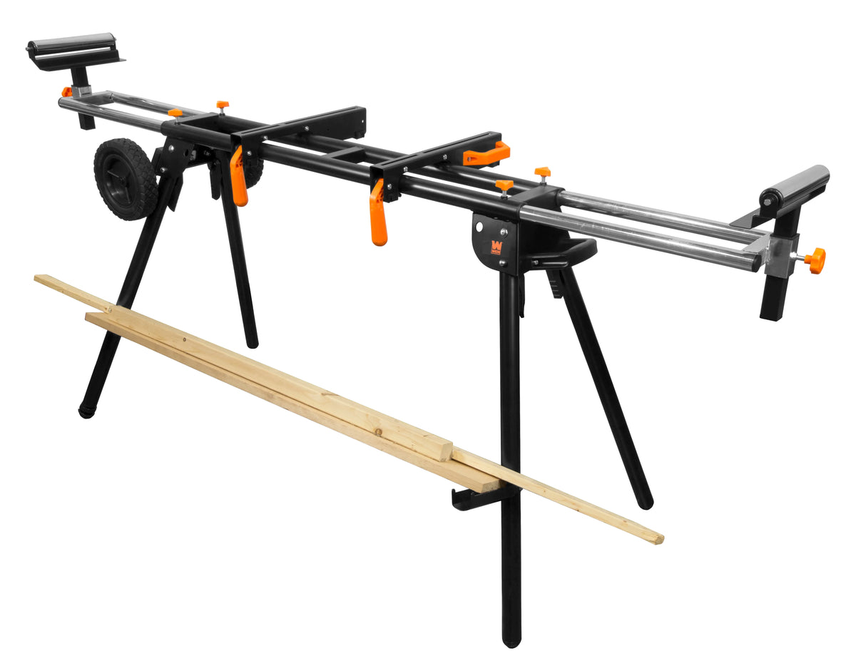Collapsible Rolling Miter Saw Stand with 3 Onboard Outlets L7871