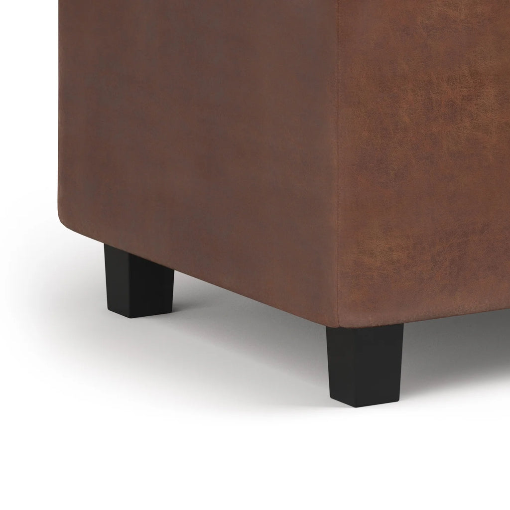 Distressed Saddle Brown Storage Ottoman D2300