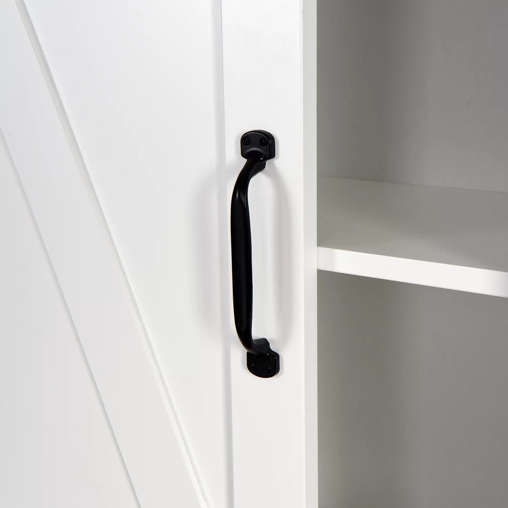 Over-The-Toilet Bathroom Cabinet with Adjustable Shelves and Barn Door, White O6704