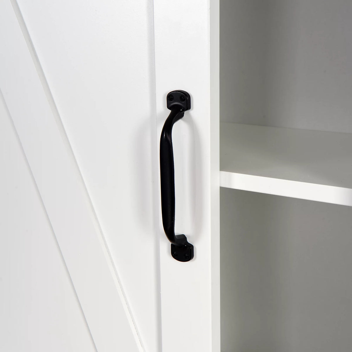 Over-The-Toilet Bathroom Cabinet with Adjustable Shelves and Barn Door, White O6704