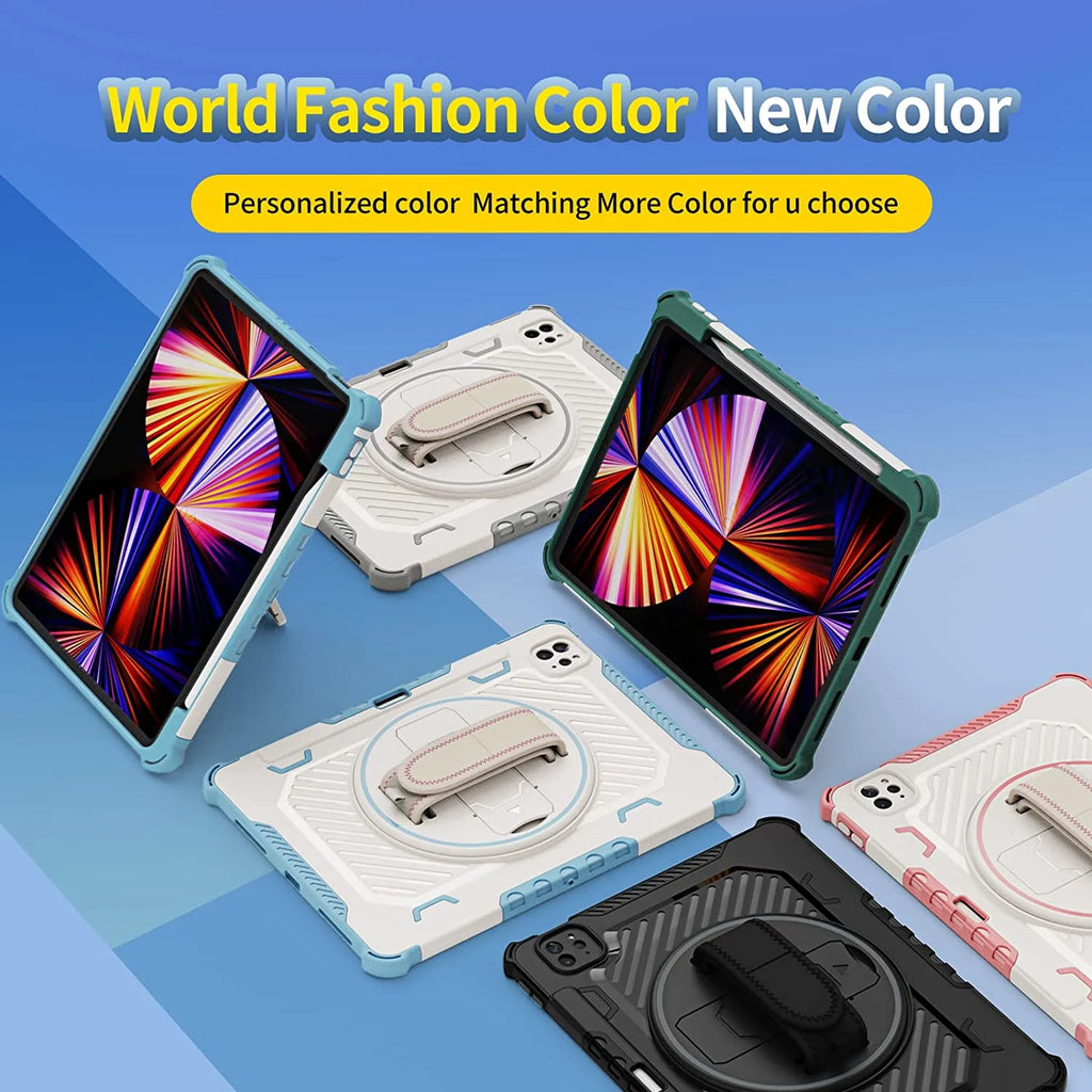 Heavy Duty Protective Case for iPad Air 10.9" and iPad Pro 11 inch with 360° Rotating Hand Strap & Stand G751
