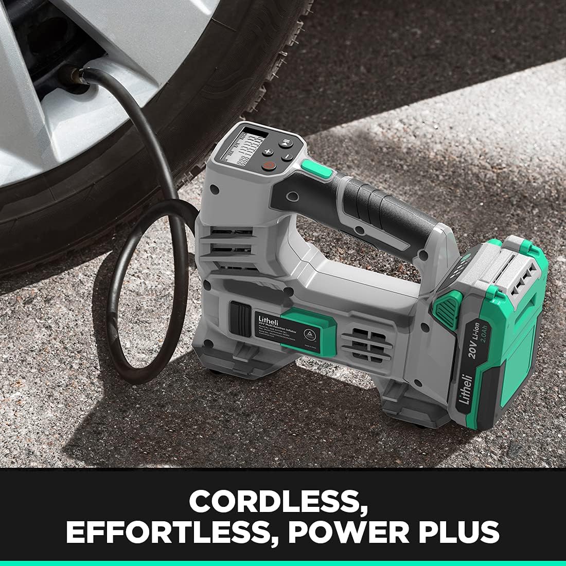 20V Portable Cordless Tire Inflator with 2.0 Ah Battery W71367